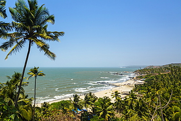 View over Vagator Beach, Goa, India, Asia