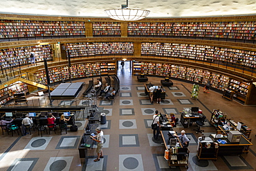 People at the Stadsbiblioteket (State Library), Stockholm, Sweden, Scandinavia, Europe