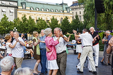 People dancing at Kungstradgarden (King's Garden) park, Stockholm, Sweden, Scandinavia, Europe