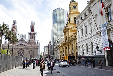 National Historic Museum and the Correo Central buildings on Plaza de Armas, Santiago, Chile, South America