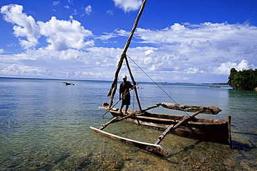 Fisherman on a boat, Zanzibar, Tanzania, East Africa, Africa