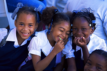 Young girls at Anse La Raye, St. Lucia, Windward Islands, West Indies, Caribbean, Central America