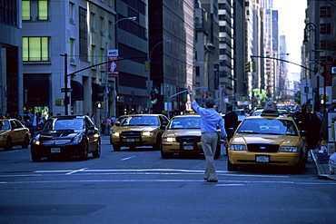 Main hailing taxi in downtown Manhattan, New York, New York State, United States of America, North America