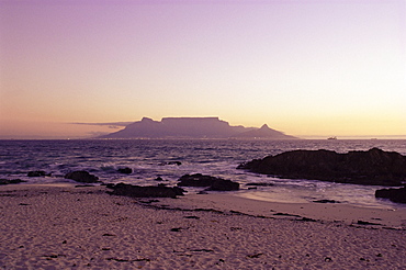 View to Table Mountain from Bloubergstrand, Cape Town, South Africa, Africa