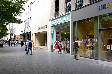 Fashion shops on Konigsallee street, Dusseldorf, North Rhine Westphalia, Germany, Europe