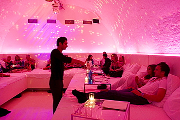 People sitting at the trendy Nektar restaurant, restaurant of the year in 2005, Munich, Bavaria, Germany, Europe