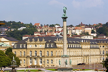 Schlossplatz (Palace Square) and Neues Schloss, Stuttgart, Baden Wurttemberg, Germany, Europe