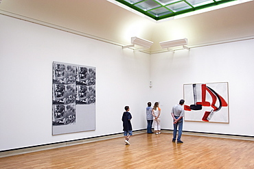 Art exhibition at Staatsgalerie (State Gallery museum), designed by sculptor and architect James Stirling, Stuttgart, Baden Wurttemberg, Germany, Europe