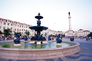 Rossio Square, Praca Dom Pedro IV, Lisbon, Portugal, Europe