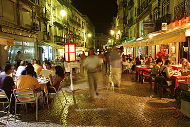 People sitting at Sul restaurant, Rue do Norte, Bairro Alto, Lisbon, Portugal, Europe