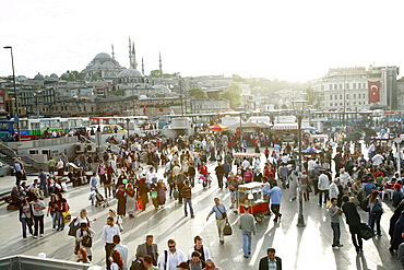 People at Eminonu Square in the old town, Istanbul, Turkey, Europe