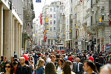 Istiklal Caddesi, Istanbul's main shopping street in Beyoglu quarter, Istanbul, Turkey, Europe