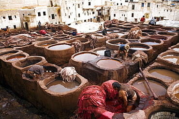 The tanneries souk in the Medina (old town), Fes el Bali, Fes, Morocco, North Africa, Africa