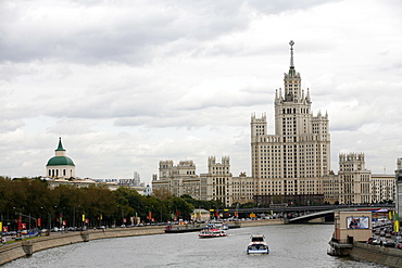 Stalin era building at Kotelnicheskaya embankment, one of the Seven Sisters which are seven Stalinist skyscrapers, Moscow, Russia, Europe