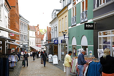 Main walking street in Aabenraa, Jutland, Denmark, Scandinavia, Europe