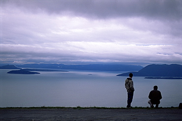 View from Chuckanut Drive on the mainland, to San Juan islands, Washington State, United States of America (U.S.A.), North America