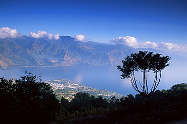 View from the San Pedro volcano of San Pedro and Lago Atitlan (Lake Atitlan), Guatemala, Central America