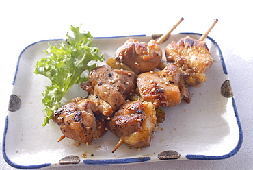 Chicken teryaki and sesame skewer appetizers, Japan, Asia