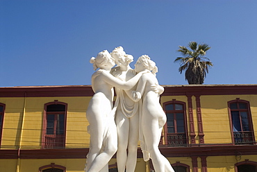 Greek like statue of three women embracing, La Serena, Chile, South America