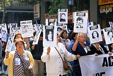 Protest by Mothers of the Missing (Desaparasidos), Chileans who disappeared during Pinochet's dictatorship, Santiago, Chile, South America