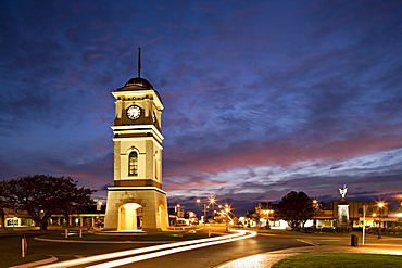 Clock tower in the square, Feilding, Manawatu, North Island, New Zealand, Pacific