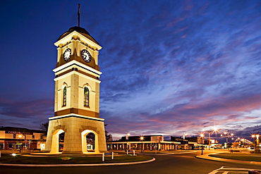 Clock tower in the square, Feilding, Manawatu, North Island, New Zealand, Pacific