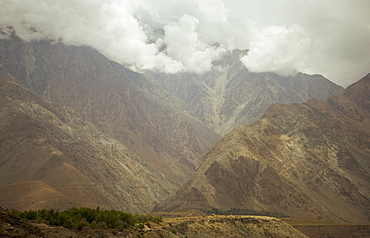 Dramatic summer monsoon clouds over the Karakoram ranges, Karakoram Highway, Northern areas, Pakistan, Asia