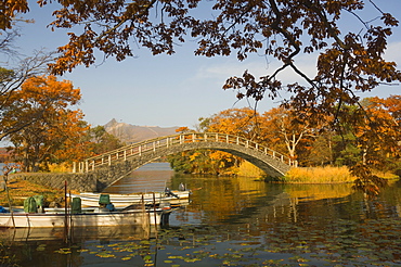 Lake Onuma and Mount Komaga-dake, Onuma Quasi-National Park, Hokkaido, Japan, Asia