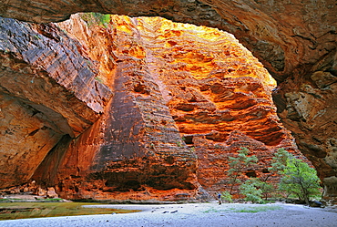 Man in the Cathedral Gorge, Bungle Bungle, Purnululu National Park, UNESCO World Heritage Site, Kimberley, Western Australia, Australia, Pacific