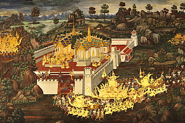 Scene from The Galleries, Royal Monastery, Grand Palace, Bangkok, Thailand, Southeast Asia, Asia