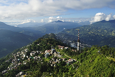 Gangtok seen from Ganesh Tok, East Sikkim, Sikkim, India, Asia