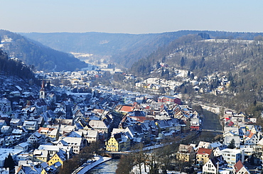 View of Sulz and Neckartal (Neckar Valley), Baden-Wurttemberg, Germany, Europe