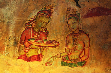 Frescoes, Sigiriya (Lion Rock), UNESCO World Heritage Site, Sri Lanka, Asia