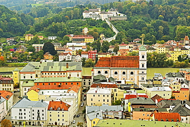 View of Passau with River Inn, Bavaria, Germany, Europe