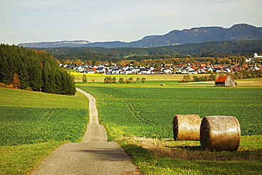 Rural autumn scene with Lauffen village, near Villingen-Schwenningen, Black Forest, Schwarzwald-Baar, Baden-Wurttemberg, Germany, Europe