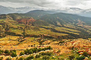 View of Toubkal mountains and Asni valley, High Atlas, Morocco, North Africa, Africa