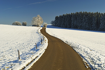 Rural winter scene, near Villingen-Schwenningen, Baden-Wurttemberg, Germany, Europe