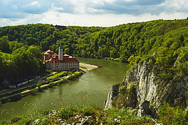 Weltenburg Monastery and River Danube, near Kelheim, Bavaria, Germany, Europe 