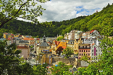 Historic spa section of Karlovy Vary, Bohemia, Czech Republic, Europe 