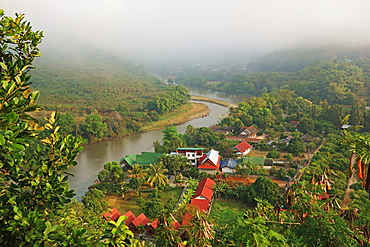 View of Tha Ton and Kok River, Chiang Mai Province, Thailand, Southeast Asia, Asia