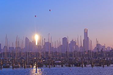 St. Kilda Harbour and Melbourne skyline, Melbourne, Victoria, Australia, Pacific