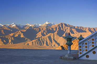 Shanti Stupa and Stok-Kangri massif, Leh, Ladakh, Indian Himalayas, India, Asia