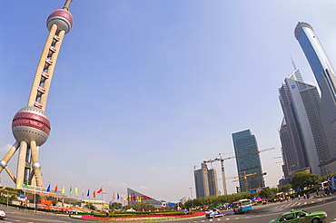 Oriental Pearl Tower and Lujiazui Finance and Trade zone, Shanghai, China, Asia