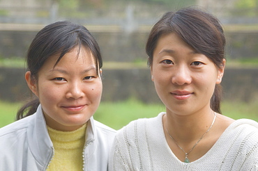 Portrait of two young Chinese women, Huangshan City (Tunxi), Anhui Province, China, Asia