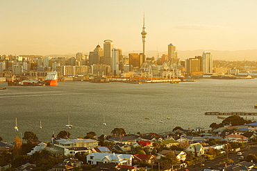 Devonport, Auckland skyline and Waitemata Harbour, Auckland, North Island, New Zealand, Pacific