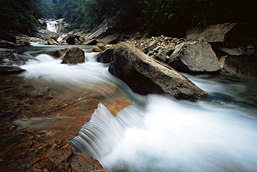 Rocks in fast flowing stream, Bach Ma National Park, Vietnam, Indochina, Southeast Asia, Asia