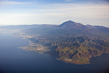 Aerial View of Teno Mountains and Teide, Tenerife, Canary Islands, Spain