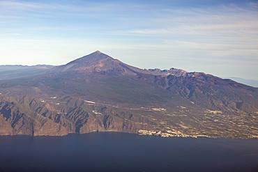 Aerial View of Los Gigantes and Teide, Tenerife, Canary Islands, Spain