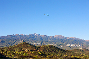 Airplane approach to Tenerife South Airport, Tenerife, Canary Islands, Spain