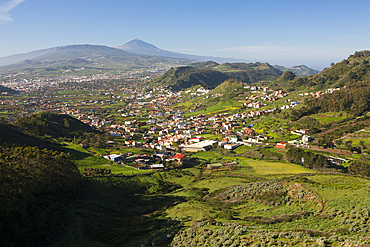 View from Anaga Mountains to Las Mercedes and Teide Volcano, Tenerife, Canary Islands, Spain